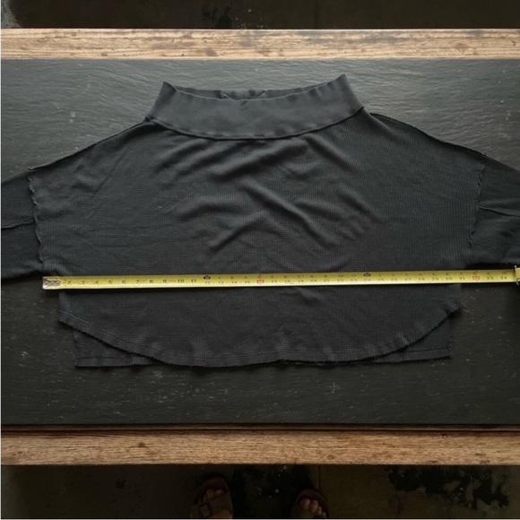 Free People] Charcoal Cotton Waffle Oversize Top - Picture 16 of 16